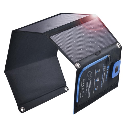 BigBlue 28W folding solar charger with ammeter