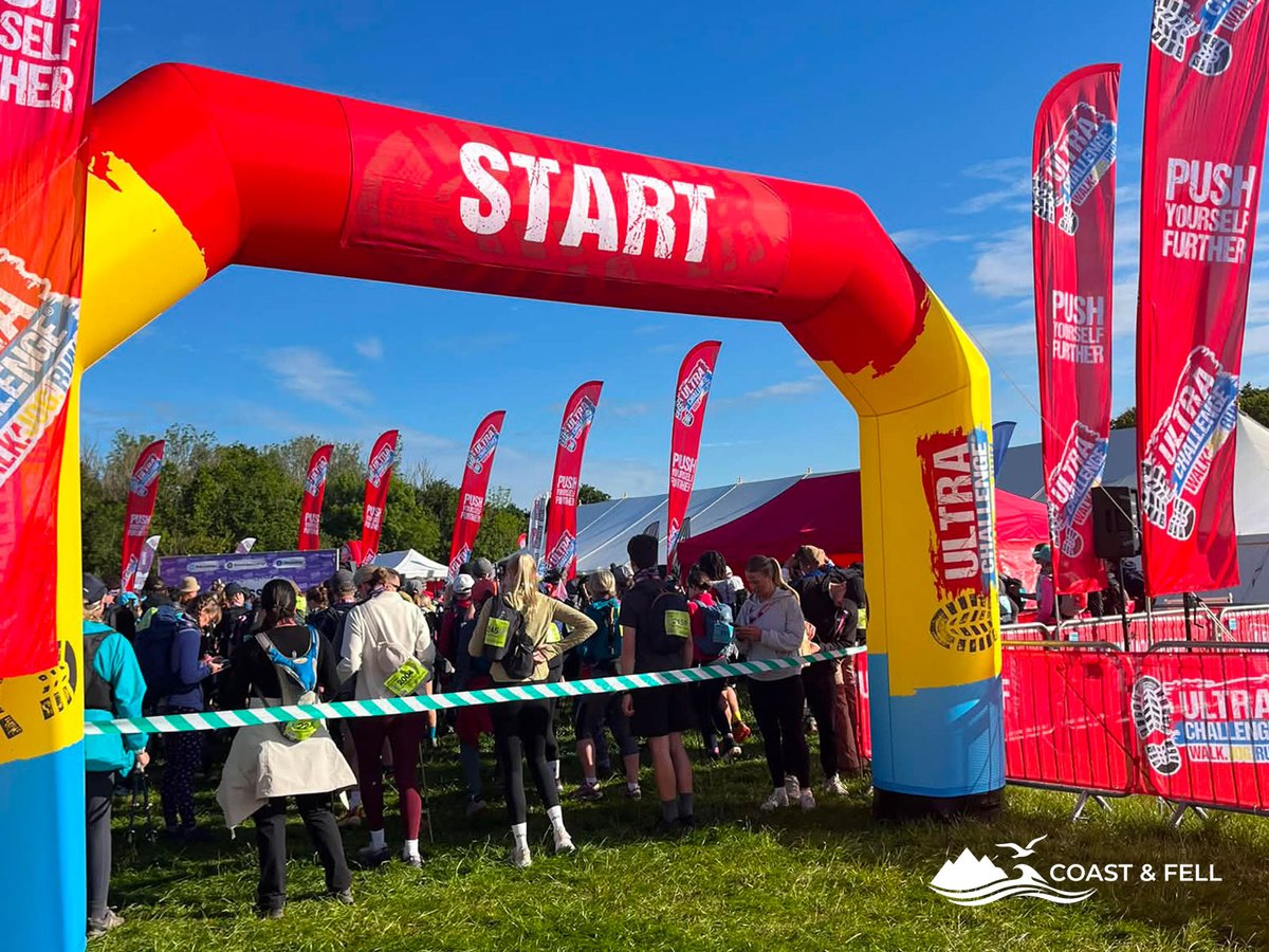 Ultra Challenge start arch with participants at Nordern in morning sunshine before the Jurassic Coast Ultra Challenge 2026