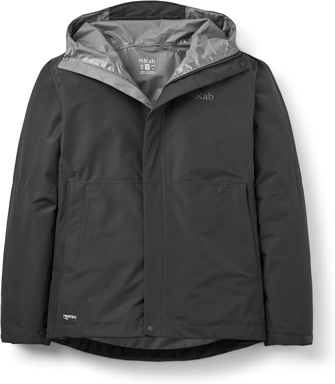 Rab Downpour waterproof jacket in black with Pertex Shield fabric