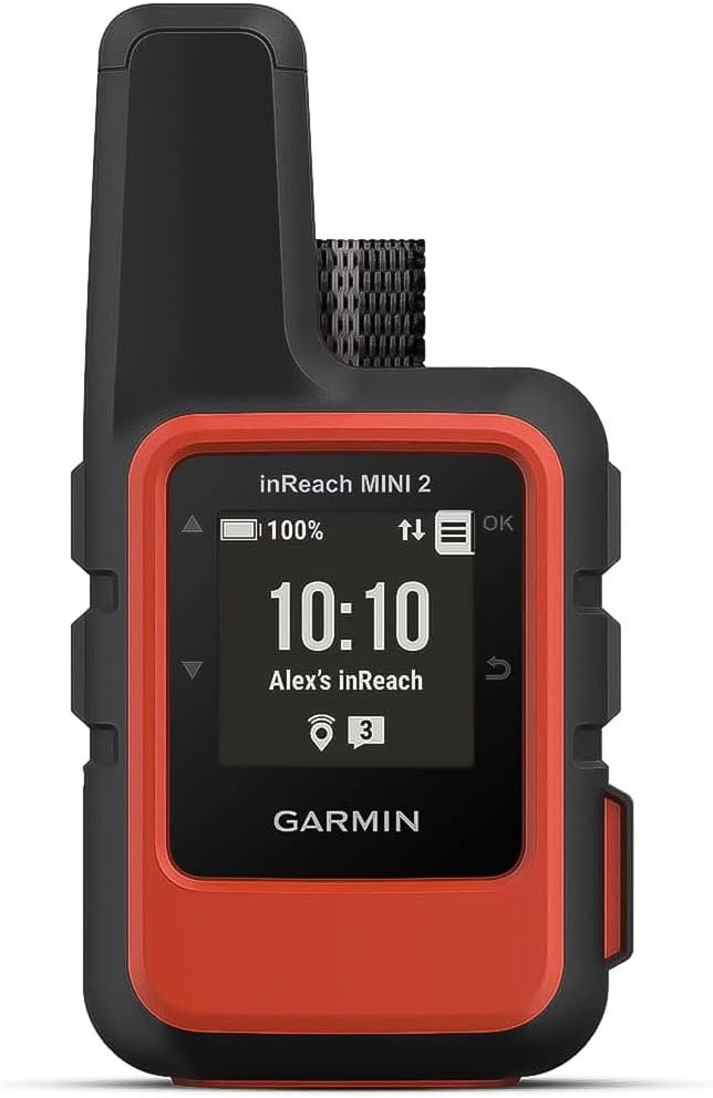 Garmin inReach Mini 2 satellite communicator in red and black