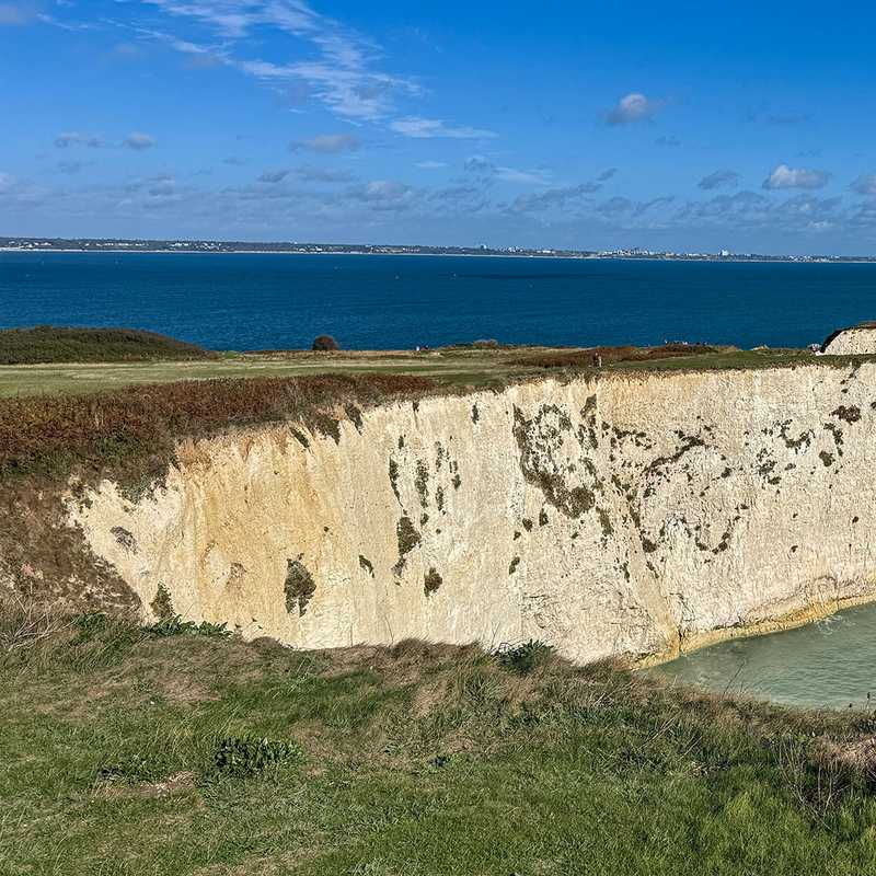 The white chalk headland and arch at Old Harry Rocks, Handfast Point, Dorset