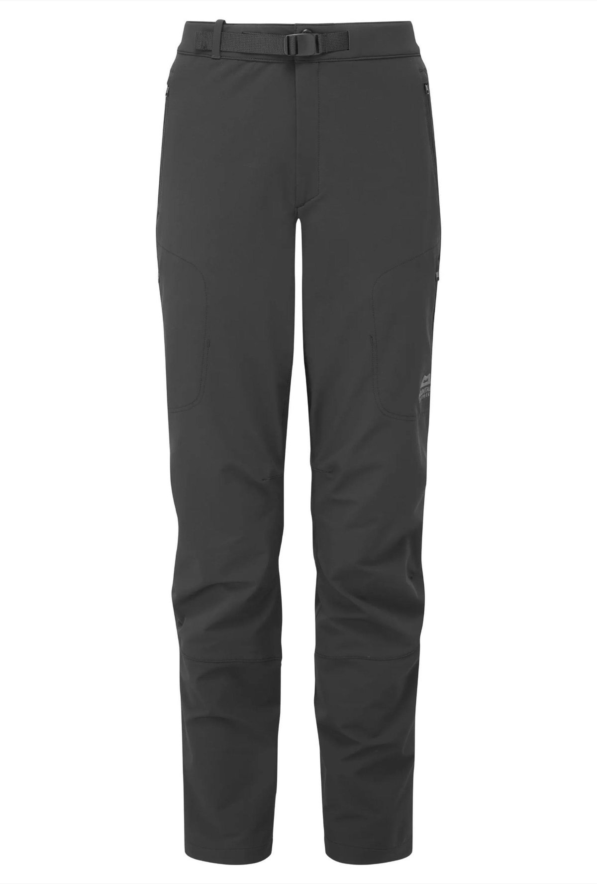 Mountain Equipment Women's Chamois 2.0 softshell walking trousers in dark grey with integrated webbing belt