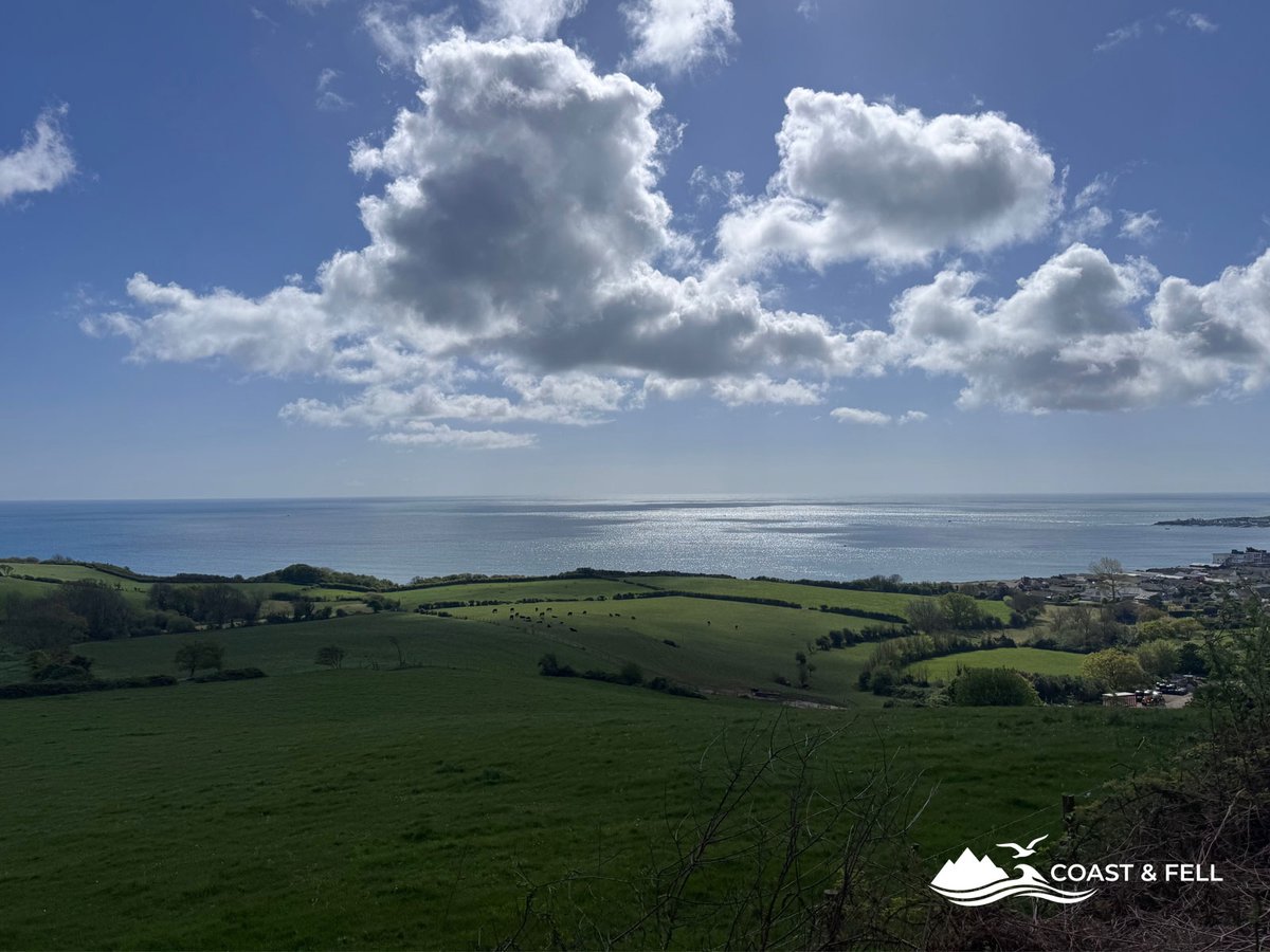 Looking east along the Purbeck ridge with Swanage and the English Channel in the distance