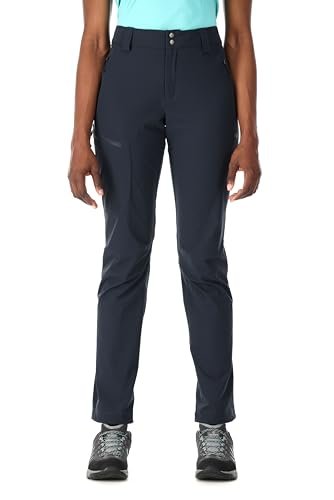 Front view of the Rab Women's Incline Pants in navy, worn with walking shoes