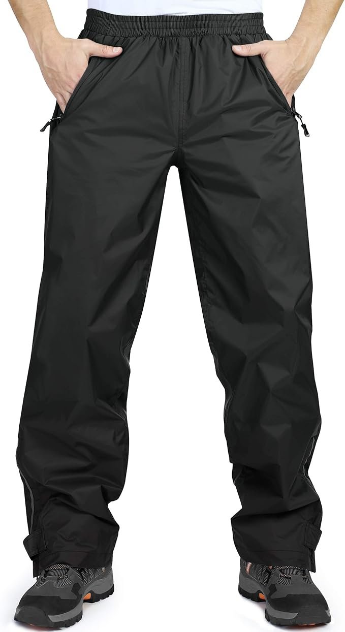 33000ft lightweight waterproof hiking trousers in grey with side zips and packable design