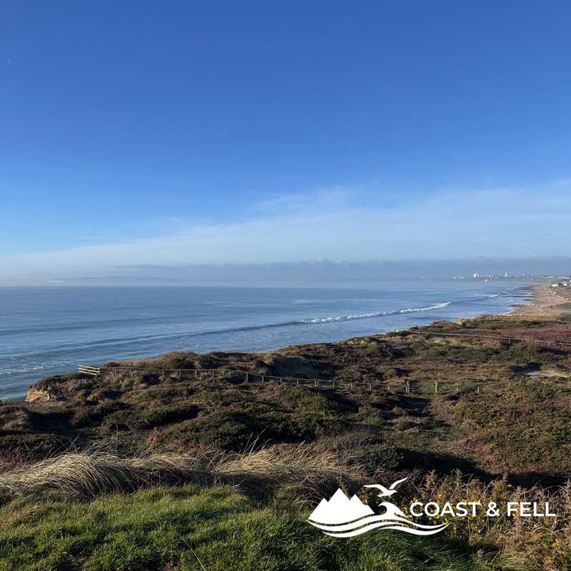 View east from Hengistbury Head toward Bournemouth seafront, Dorset
