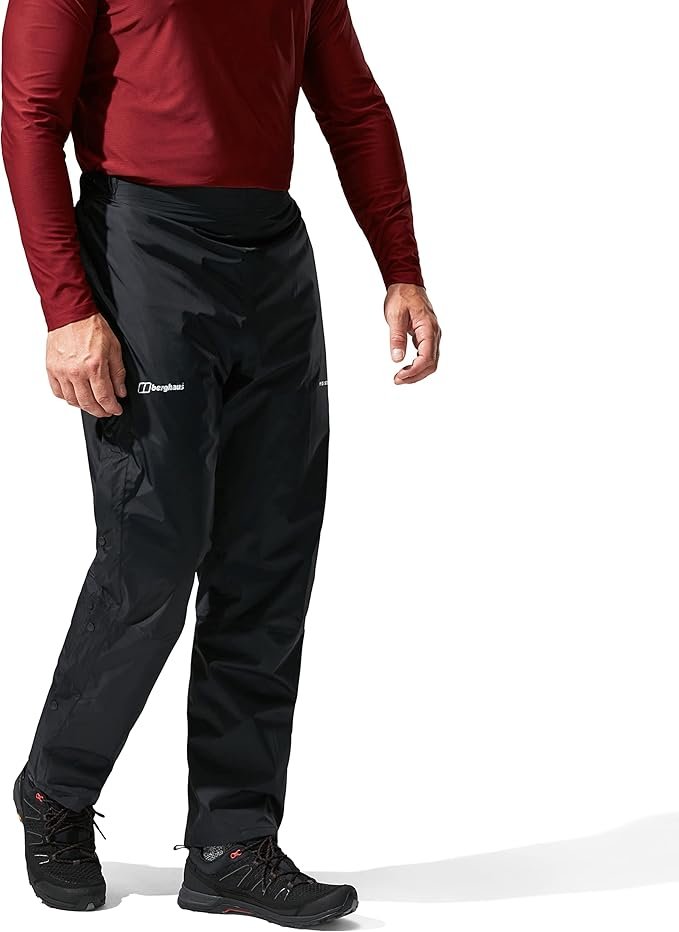 Berghaus Deluge 2.0 waterproof overtrousers in black with full length side zips
