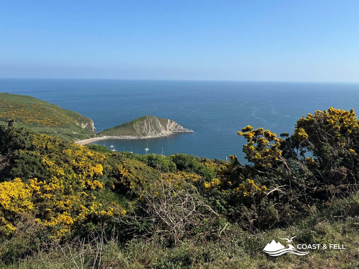 Looking down over Kimmeridge Bay from the coast path during the Jurassic Coast Challenge