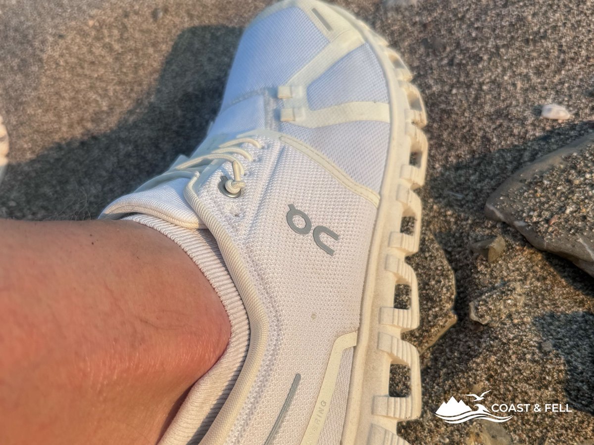 On Cloud 6 trainers tested on the pebble beach at Kiotari, Rhodes